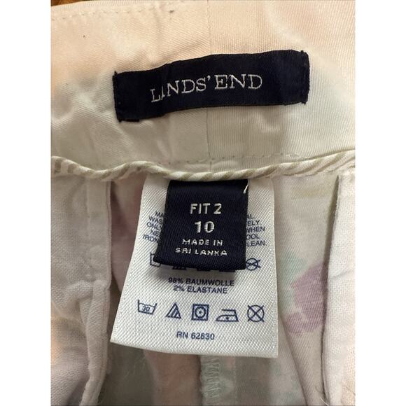 Lands End Comfort Mid Rise Short Floral print Mauve, Ivory, Aqua and Peach in Wo - Picture 7 of 13